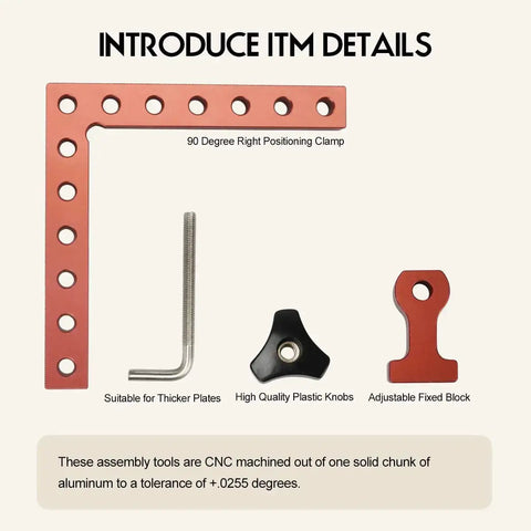 90 Degree Clamp Set For Cabinets And Woodworking, 5.5 X 5.5 Inch Aluminum Right Angle Corner Clamps, component view