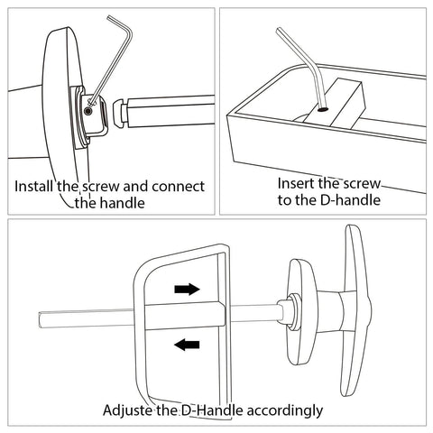 Installation guide for Shed Door Latch T Handle Lock Kit With Five Keys Set Four And One Half Inch And Five And One Half Inch Stem.