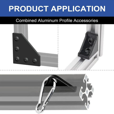Heavy Duty 34 Pack 2020 Aluminum Extrusion Corner Brackets And Hardware Kit with L-shaped plates and sliding hook in use