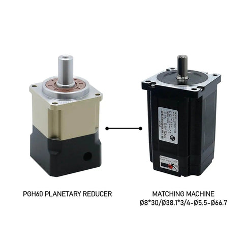 Front view of 6 Arcmin Helical Planetary Gearbox Reducer for 8mm Stepper Motor and 14mm 60ST Motors with matching machine