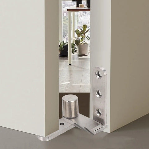 Heavy Duty Stainless Steel Door Pivot Hinges 130lb Load Bearing Hidden 270 Degree Inset Hinge for Bookcase Doors installed view