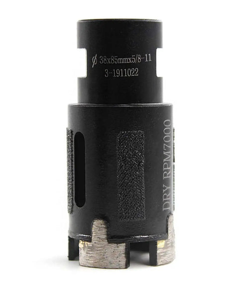 Dry And Wet Diamond Core Drill Bit And Hole Saw Set One And A Half Inch For Granite And Concrete With T Segments For Fast Cutting And Long Lasting Pro Grade Masonry Drill By Z-Lion For Pros shown from side