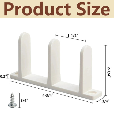 4 Pack Universal ABS Sliding Closet Door Floor Guides for 1-3/8 Inch Thick Doors White Bottom Guides With Screws Product Size