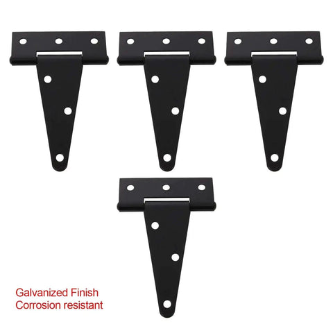 10 Pack 4 Inch T Strap Hinges Heavy Duty Tee Hinges Black For Barn Doors Gates Fences Gardens And Outdoor Indoor Use With Screws Included