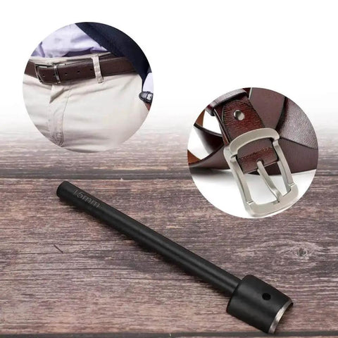 15mm Leather Semicircle Punch For Belt Straps And Purses shown with belts and holes details