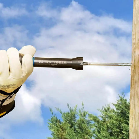5-In-1 Impact Socket Kit Heavy-Duty With 3/4 Inch 1 Inch And 1-1/8 Inch Square Sockets shown in use on wooden pole outdoors