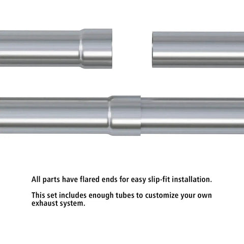 Close-up of stainless steel mandrel bend kit showing flared ends for slip-fit. Stainless Steel Mandrel Bend Kit 2.5 Inch 8 Pcs 304 Tubing U Bend Universal Fit.