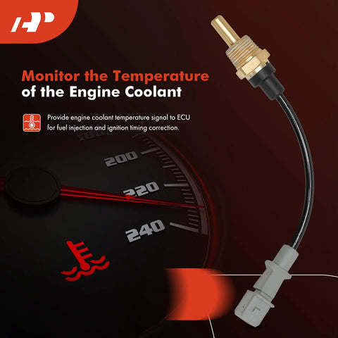 A-Premium 2-pin engine coolant temperature sensor with brass body and gray connector