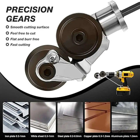 Drill Metal Plate Cutter Attachment for electric drill, precision gears for cutting iron, steel, aluminum, 0.2-1.2mm range