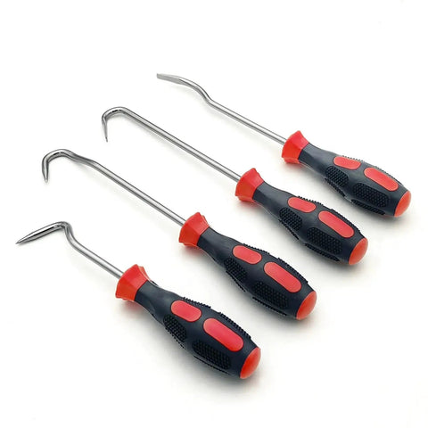 Radiator Hose Removal Tools Set With 8 And 10 Inch Picks 4 Pack Hose Pullers, showing 4 metal picks with ergonomic handles.