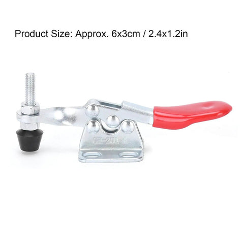 Heavy Duty Toggle Clamp 2 Pack Hold Down Fixture With Quick Clamping Tool For Welding Electronics And Equipment Installation 30 Kg Holding Capacity Sturdy Iron And Plastic Construction Ergonomic Handle, side view, size 6x3 cm