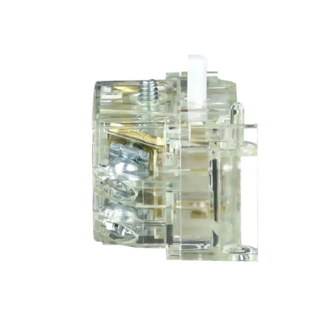 Side view of Heavy Duty Push Button Contact Block For 30mm Cutouts With 1NO 1NC Spring Return, Self Grounding Harmony Style 9001KA1