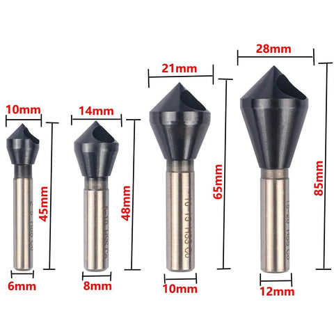 Heavy Duty Cobalt Countersink Drill Bits Set TiAlN Coated for Metal Wood Stainless Steel Copper, 4 sizes 2-5mm to 15-20mm