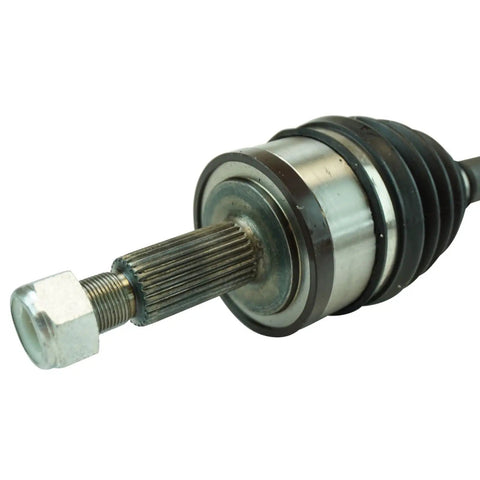 Close-up of a Front CV Axle Assembly With Wheel Bearing, part of a 4 Piece Kit for Chrysler 300 2005-2021, Dodge Challenger 2017-2022