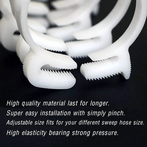 Heavy Duty Nylon Hose Clamps Set With Double Snap Grip And Ratcheting Adjustment 50 Pack Includes One Quarter Inch Five Sixteenth Inch One Half Inch Five Eighth Inch And One Inch Sizes For Secure Fastening Reusable And Easy To Install close-up showing double grip teeth and material.