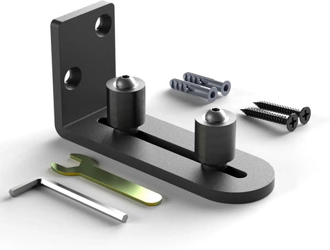 Sliding Barn Door Bottom Floor Guide Wall Mounted Roller Guides with Ball Bearings Adjustable Stay Roller Black