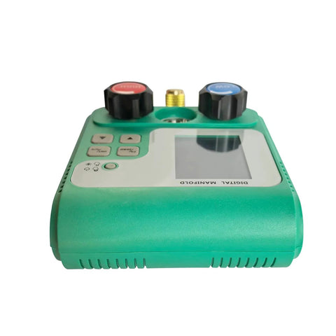 Front view of Professional Digital HVAC Manifold Gauge Set Vanlison With Dual Pressure Testing Vacuum Analysis and HD Display
