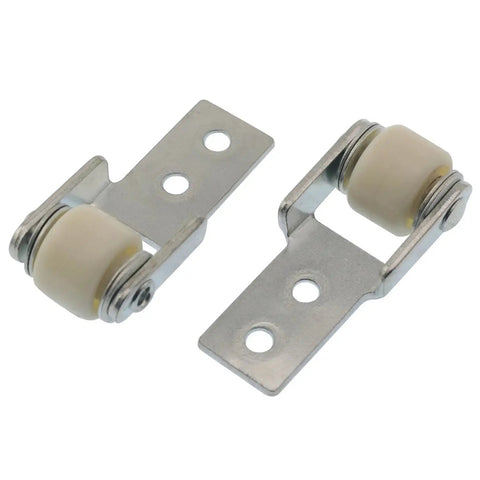 4 Pcs Track Wheel Set For Chest Of Drawers And Sliding Doors, 47 X 22 Mm Iron And Plastic Guide Wheels, shown side by side, close-up.