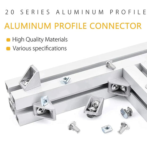 10 Set Aluminum Corner Brackets 90 Degree Right Angle L Connectors With T Slot M5 Bolts Nuts For 2020 Series Aluminum Extrusion Profile