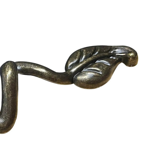 Leaf Shape Drawer Pull Handle Set In Vintage Bronze Finish Twig Branch Cabinet Hardware For Dresser Wardrobe Doors, close-up view