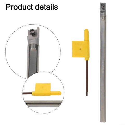 Solid Carbide CNC Tool Holder With 100mm Length And 7mm Shank, AntiVibration Boring Bar. Includes CCMT0602 Insert Wrench.