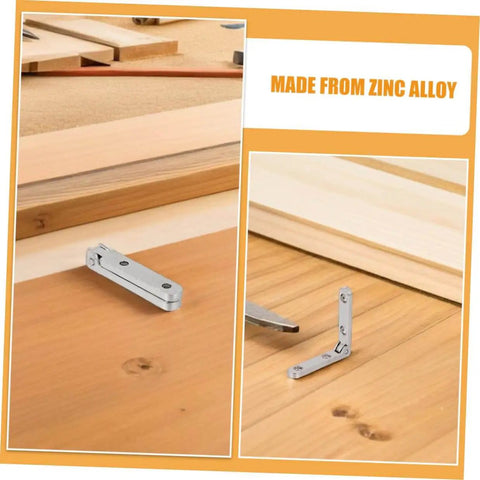 Zinc Alloy Miniature Jewelry Box Hinges 12 Pack 90 Degree Folding Chest Hinges For Small Cabinets And Jewelry Boxes DIY Furniture Projects Durable Cabinet Hardware Set For Crafts And Repairs HONMEET, shown installed on wood.
