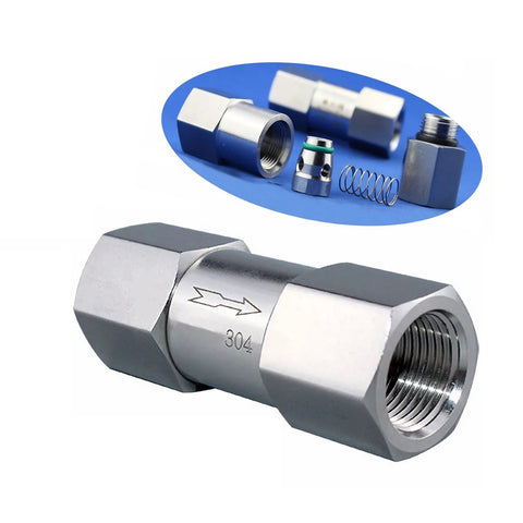 Stainless steel check valve, G-thread, 304, 1/8–1/2 in female, one-way