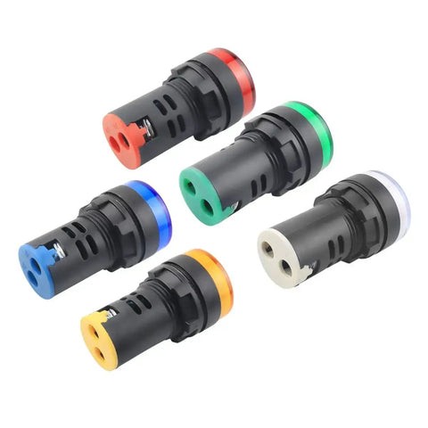 Ten Pack Multi Color LED Indicator Light 12V AC DC 22mm Panel Mount for Electrical Control Panels HVAC DIY Projects, five colors