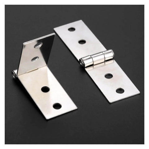 Two Piece Ball Bearing Door Hinges With Eight Screws Silver 74mm By 20mm Right Angle Four Hole Iron Alloy Cabinet Hinges