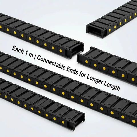 Enclosed Cable Drag Chain 25 By 77 Millimeters, 4 Pack, 1 Meter Long, Flexible Wire Carrier with connectable ends for extension