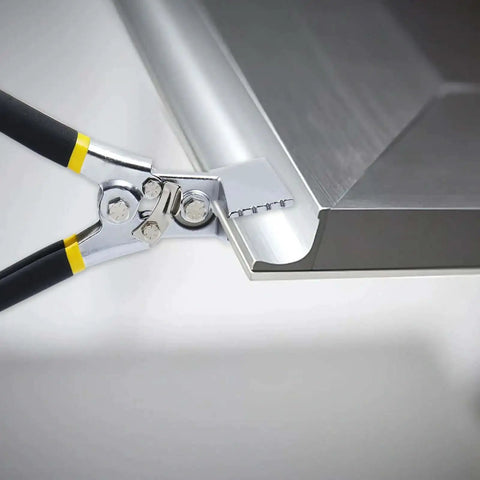 3 Inch Sheet Metal Hand Seamer With Straight Head Steel Bender in use on metal edge
