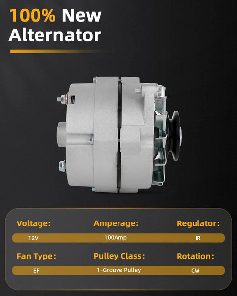 Side view of a Swap Ready High Output 105 Amp 12V One Wire Self Exciting Alternator For GM Cars And Vans 10SI Style Replacement
