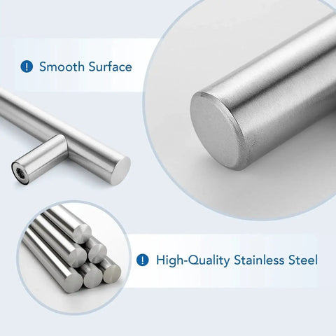 Close-up of high-quality 30 Pack 4 Inch Satin Nickel Cabinet Pulls for kitchen cabinets showing smooth surface and stainless steel material.