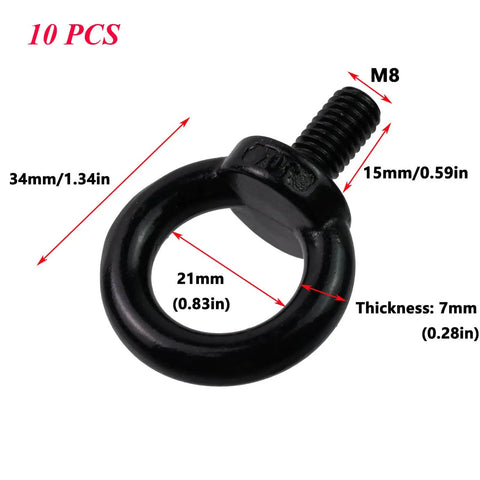 10 Pack M8 Lifting Eye Bolts Industrial Grade Stainless Steel Shoulder Lifting Eye Bolts for Machinery 1.25mm Thread Pitch 15mm Length Heavy Duty Rigging Hardware With Corrosion Resistant Construction