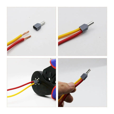1200-Piece Wire Ferrule Kit With 900 Single Line Ferrules And 300 Twin Barrel Ferrules For Stripped Wire Ends 0.5 To 16mm2 AWG 6 To 22