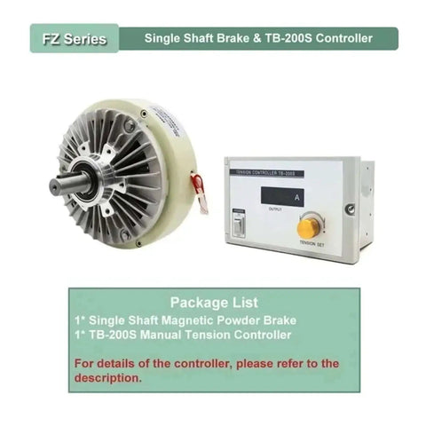 Hollow Shaft Magnetic Powder Brake DC 24V 1400 RPM With 6-400 Nm Torque Range 0.6-40 Kg Load Plug-and-Play Controller Kit TB-200S