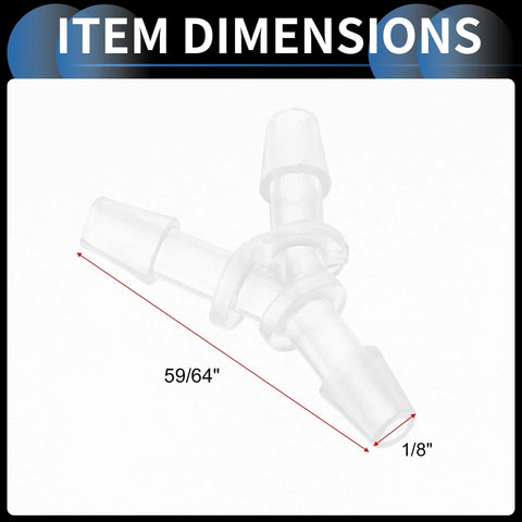 Dimensions of Y Shaped 3 Way Vacuum Tubing Connector For Your Ride One Eighth Inch Vacuum Line Fittings Plastic Translucent 5 Pack