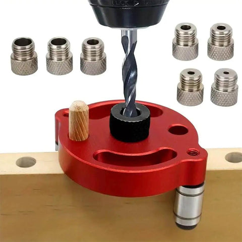 Pro Grade Drill Guide Locator With Vertical Self Centering Dowel Jig Kit And 3/4/5/6/7/8/9/10mm Drill Bushings in red