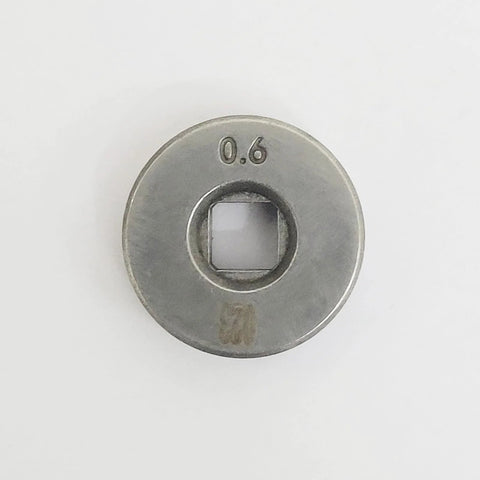 Metal drive roller for SSJ16 wire feeder, 25mm diameter, smooth groove, 0.6 mm wire size