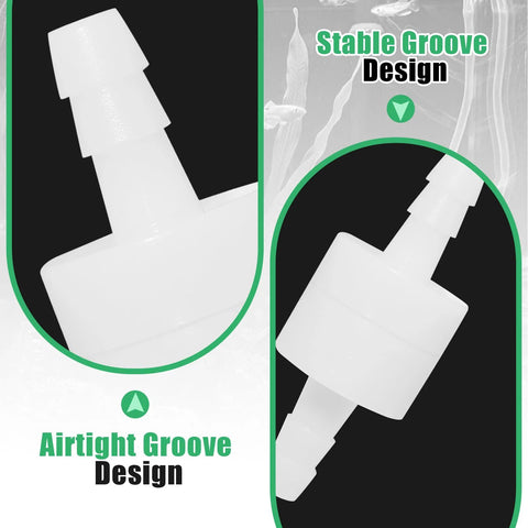 Luomorgo inline check valve, 1/4 inch PVDF plastic, white, 2 pcs shown; one-way non-return valve for pumps