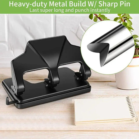 Heavy Duty Three Hole Punch For Binders, 40 Sheet Capacity, Nine Thirty Second Inch Holes, Half The Effort Lever, metal build