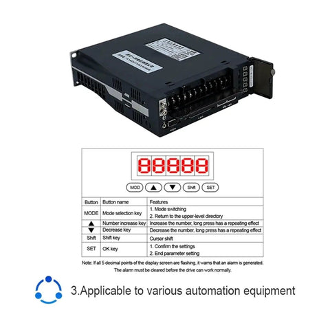 Front view of black servo drive module with a multi-pin terminal block, 220V 750W, Amazon BISS
