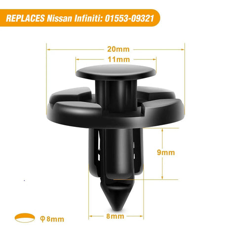 Push Type Retainer Fastener Kit For Subaru Vehicles With 100 Pcs 7mm 8mm 10mm Clips And Rivets, OEM Upgrade Compatible