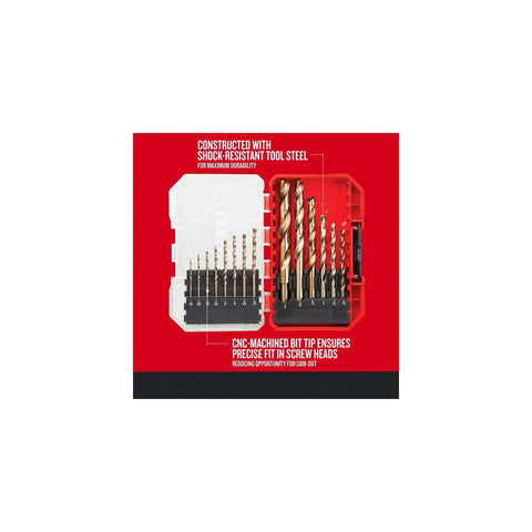 Gold Oxide Drill Bit Set For Wood Metal Or Plastic, 14-Piece With Split Point For Precise Holes in metal case, Craftsman CMAM2214