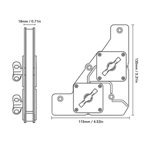 Technical diagram of Two Pack Welding Magnets 28kg Magnetic Holder Set With On Off Switch 90 Degree Fixture dimensions and design.