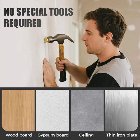 Man installing Self Drilling Drywall Anchors With Screws Kit Upgraded Heavy Duty No Drill Wall Drywall Grip Expansion Anchors into wall