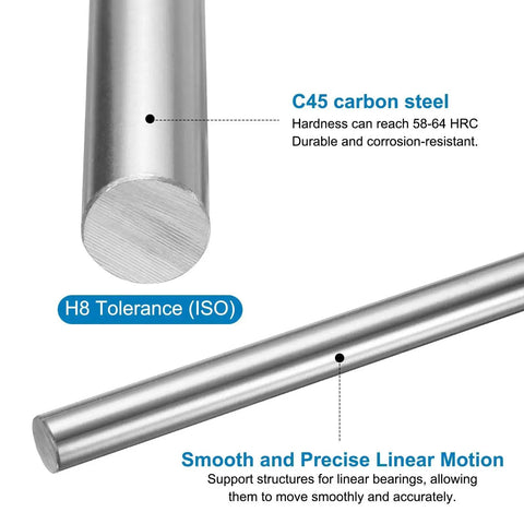 Two Pack 4mm By 100mm Linear Motion Rod Guide Shaft, Case Hardened Chrome Plated Steel, Ultra Smooth Precision Rail, close-up