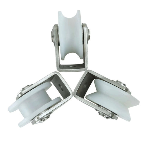 Heavy Duty Sliding Door Roller Kit With 304 Stainless Steel Bracket And Nylon Castor Rugged Barn Door Hardware For Furniture And Industrial Carts Smooth Glide Two Pack H48mm 1.9 Inches showing multiple views.