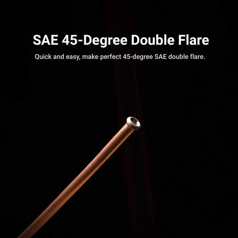Close-up of tube with 45-degree flare, showcasing Three Sixteenth Inch Double Flaring Tool For SAE 45 Degree Flares On Line Tubing