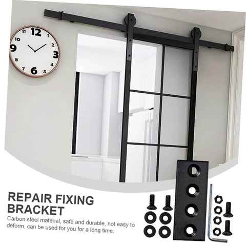 Track Splicing Metal Joint Plate For Barn Door Track, flat bracket connector, black carbon steel, easy installation